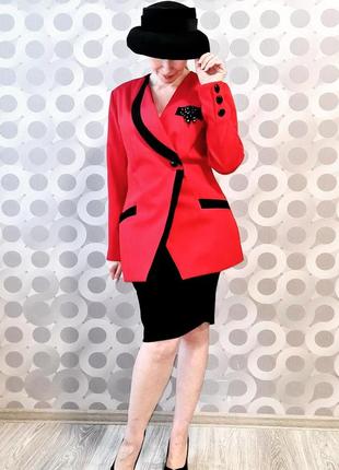 Крутой стильный яркий винтажный немецкий костюм жакет юбка карандаш спідниця шерсть ретро винтаж