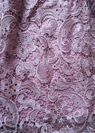 Розовое платье с гипюром, вышивка4 фото