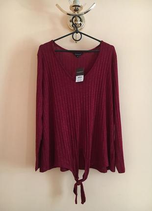 Батал великий розмір нова стильна бардова кофта кофточка светр светрик джемпер блуза блузка