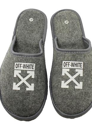 Тапочки мужские комнатные тихий ход войлок серый тапки домашние