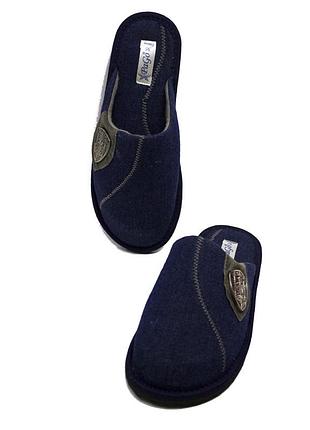 Домашні тапочки чоловічі з закритим носком сині, джинсковые.