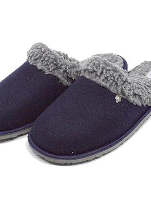 Тапочки мужские закрытые, синие pago "волк", теплые и крепкие