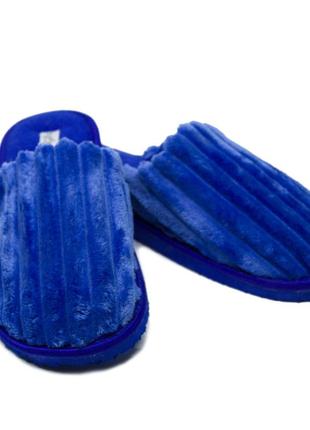Тапочки мужские синие крупный вельвет закрытый носок5 фото