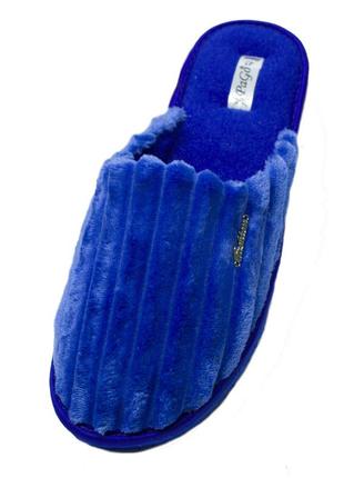Тапочки мужские синие крупный вельвет закрытый носок2 фото