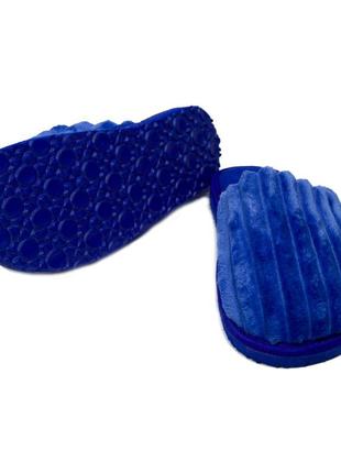 Тапочки мужские синие крупный вельвет закрытый носок4 фото