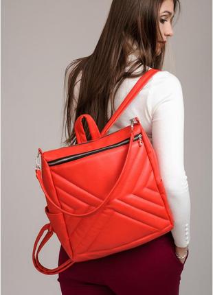 Женский рюкзак красный экокожа