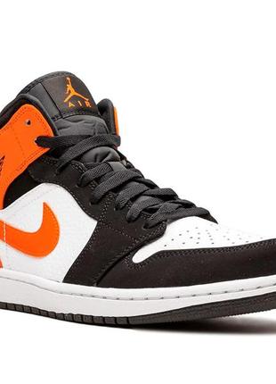 Кроссовки мужские nike air jordan 1 retro оранжевые/белые/черные (найк аир джордан ретро, кросівки)