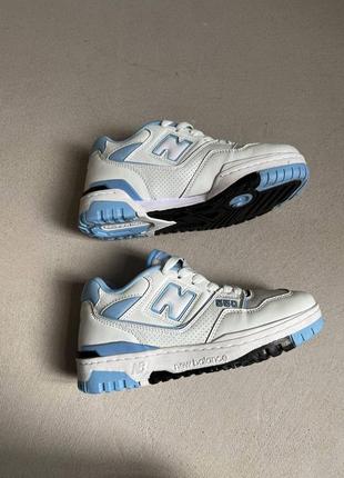 New balance 550 blue брендовые женские стильные кроссовки беланс белые голубые трендовая модель жіночі білі блакитні кросівки