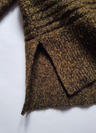 Классный вязаный свитер topshop, теплый свитер оверсайз, вязаный джемпер, горчичный свитер8 фото