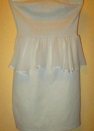 Акция 1+1=3 распродажа красивое белое платье бюстье oh my love london с баской размер s