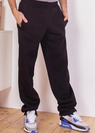 Актуальні якісні утеплені флісом чоловічі спортивні штани на флісі теплі прямі спортивні штани однотонні прямі чоловічі штани на флісі1 фото