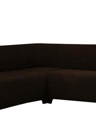 Плюшевый чехол на угловой диван venera sh-013 темно-коричневый
