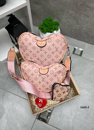 Сумочка клатч 3 в 1 сердце  бренд