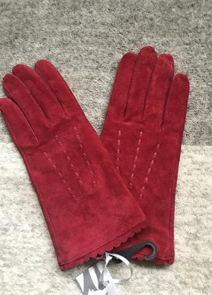 Яскраві рукавички з натуральної замші нові