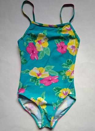 Прекрасний злитий квітковий цільний купальник на дівчинку 8-9 років