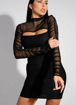 Платье мини с сетчатыми рукавами femme luxe4 фото