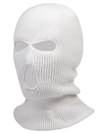 Балаклава маска хулиганка 3 вязаная белая, унисекс1 фото