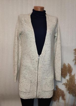 💥 красивая тёплая вязаная длинная кофта на змейке, кардиган ,в составе шерсть💥