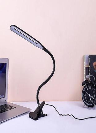 Настольная лампа светодиодная на прищепке гибкая 22 led диода черная xsd 206 usb кабель1 фото