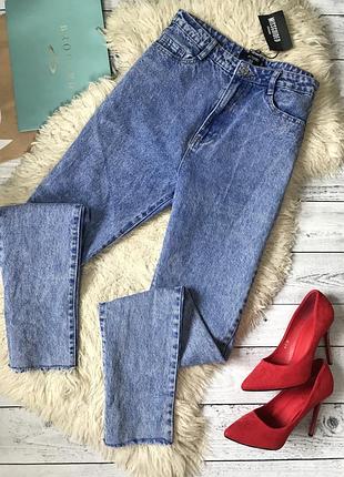 Mom высокие базовые джинсы с необработанным низом