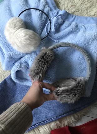 Вушка теплі хутряні навушники в'язані