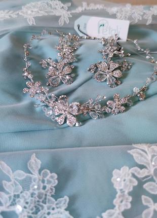 Весільний італійський набір сережки + кольє. petali. новий, з салону.