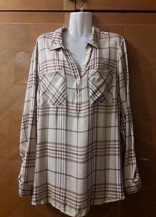 Брендовая новая вискозная блуза  рубашка  в клетку р. 18 от  f&f