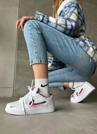 Nike sb dunk white pink женские крутые брендовые белые кроссовки найк новинка трендовая модель модні жіночі білі кросівки