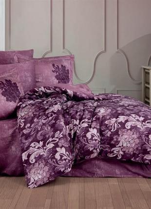 Комплект постельного белья hobby exclusive sateen adele бордовий 200*220/4*50*70