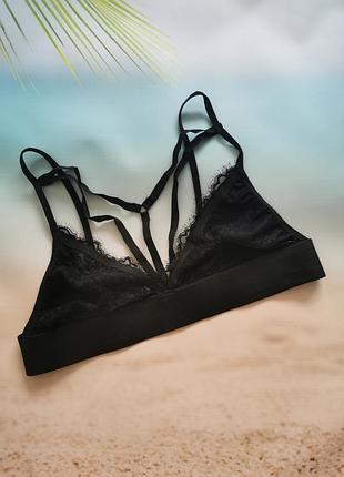 Чорний бюстгальтер браллет зі стрепами, портупея