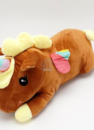 Плед іграшка, подушка, 3 в 1 єдиноріг , м'яка іграшка з пледом всередині, коричневий колір