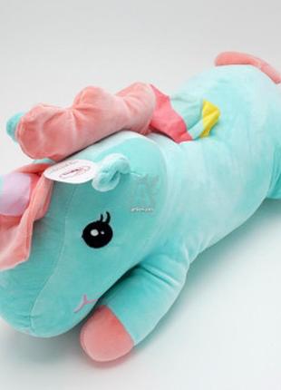 Плед іграшка, подушка, 3 в 1 єдиноріг , м'яка іграшка з пледом всередині, м'ятний колір