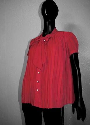 Блуза свободная красная плиссе с бантом, revival, 8 (4030)