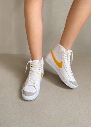 Nike blazer vintage 77 yellow брендовые высокие женские белые желтые кроссовки найк блейзер трендовая модель жіночі модні високі білі кросівки1 фото