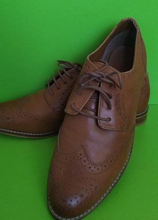 Кожаные туфли на шнурке светло-коричневые, 7/40