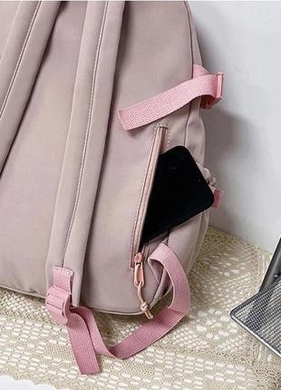 Рюкзак школьный для девочки teddy beer(тедди) с брелком мишка и стикерами розового цвета6 фото
