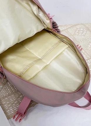 Рюкзак школьный для девочки teddy beer(тедди) с брелком мишка и стикерами розового цвета7 фото