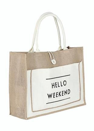 Сумка льняная hello weekend gabwe плетеная l белый
