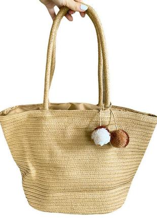 Пляжная плетеная сумка из ротанга эсперанза moco bling бежевый1 фото