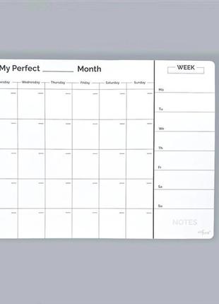 Магнітний планер на місяць і тиждень my perfect month & week lifeflux а3 чорно-білий1 фото