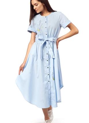 Вышитое платье арт.125-21/00 голубое