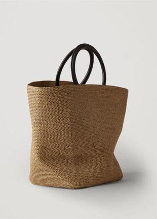 Плетеная сумка из ротанга с ручками moco bling бежевый3 фото