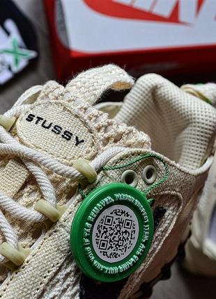 Мужские кроссовки stussy x nike air zoom spiridon cage 2 'fossil stone'4 фото