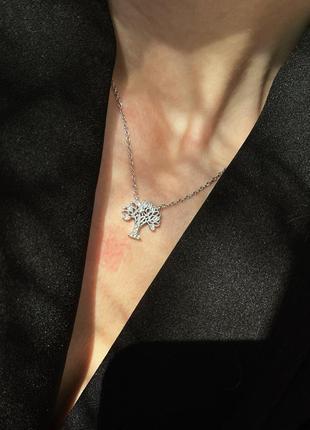 Серебряная цепочка с кулоном «дерево»