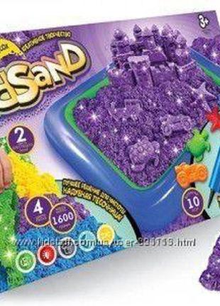 Кинетический песок  1,6 кг с надувной песочницей, формочками danko toys