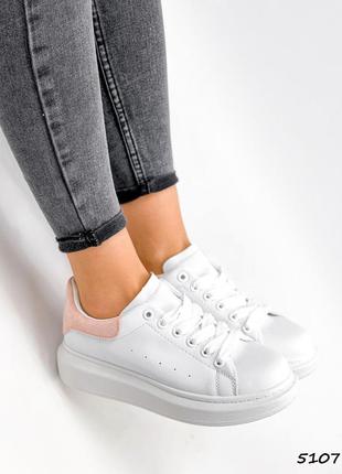 Белые кроссовки кеды криперы ботинки слипоны красовки в стиле mcqueen5 фото