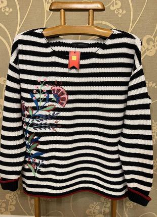 Дуже красивий і стильний брендовий светр-оверсайз в смужку..100% коттон.1 фото
