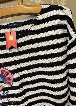 Дуже красивий і стильний брендовий светр-оверсайз в смужку..100% коттон.4 фото