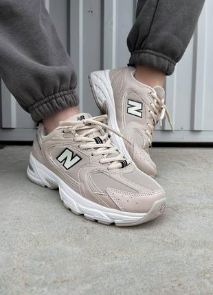 New balance 530 beige брендовые женские бежевые кремовые кроссовки беланс трендовая модель жіночі круті бежеві кросівки