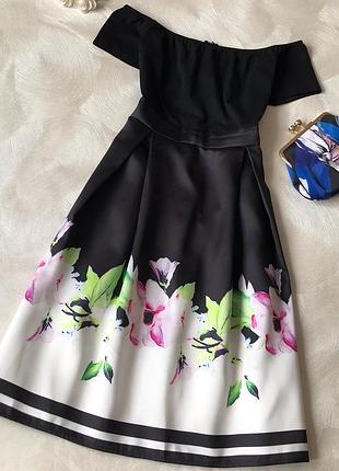 Платье миди открытые плечи